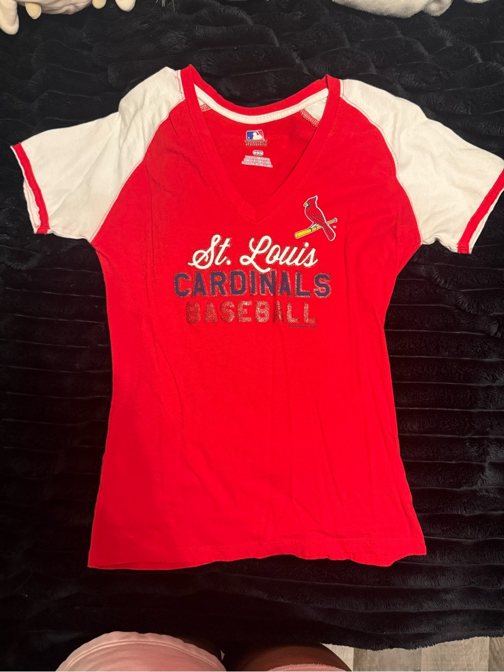St. Louis Cardinals womens Red & White Baseball Tee